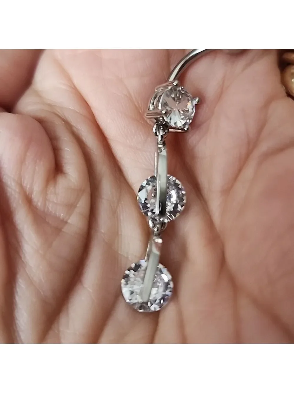 Belly BUTTON RING STAINLESS STEEL  14G  Dangle Gem